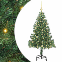 Produktbild för Julgran med 150 LED-lampor med stativ Grön 150 cm PVC