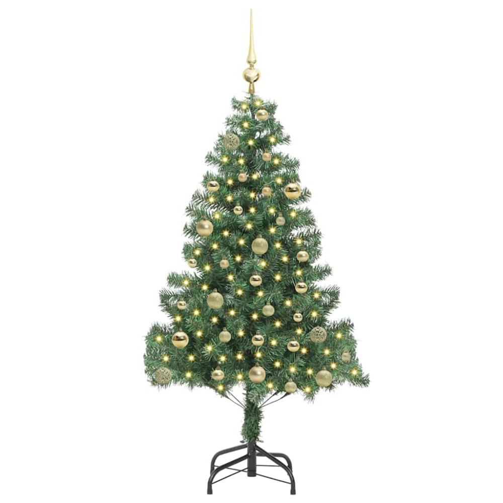 Produktbild för Julgran med 150 LED-lampor med stativ Grön 150 cm PVC