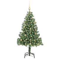 Produktbild för Julgran med 150 LED-lampor med stativ Grön 150 cm PVC