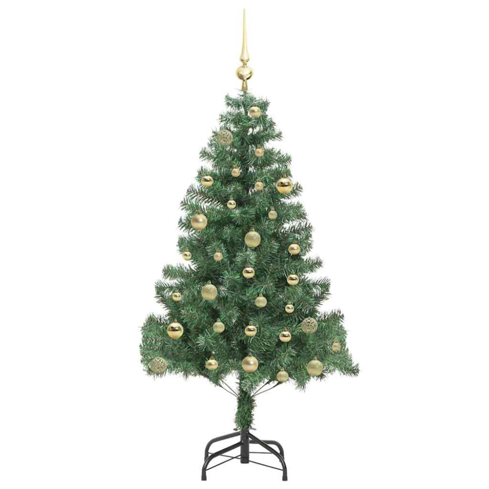 Produktbild för Julgran med 150 LED-lampor med stativ Grön 150 cm PVC