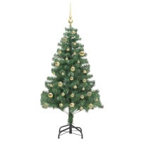 Produktbild för Julgran med 150 LED-lampor med stativ Grön 150 cm PVC