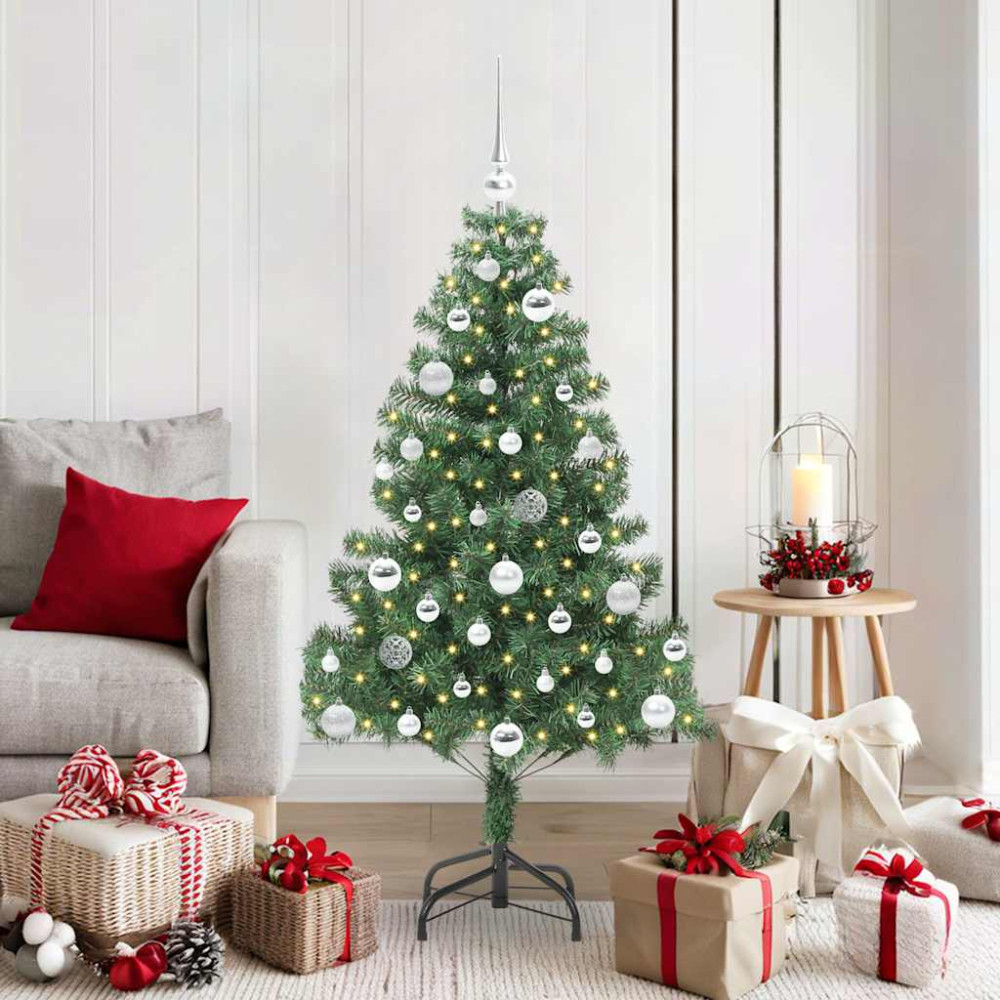 Produktbild för Julgran med 150 LED-lampor med stativ Grön 150 cm PVC