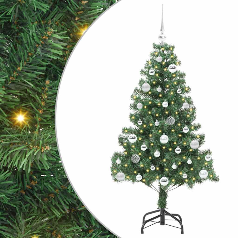 Produktbild för Julgran med 150 LED-lampor med stativ Grön 150 cm PVC