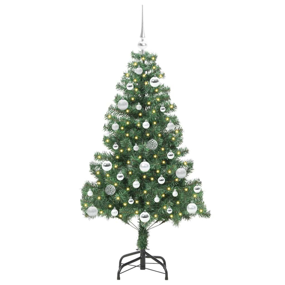Produktbild för Julgran med 150 LED-lampor med stativ Grön 150 cm PVC