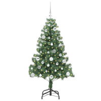 Produktbild för Julgran med 150 LED-lampor med stativ Grön 150 cm PVC