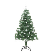 Produktbild för Julgran med 150 LED-lampor med stativ Grön 150 cm PVC