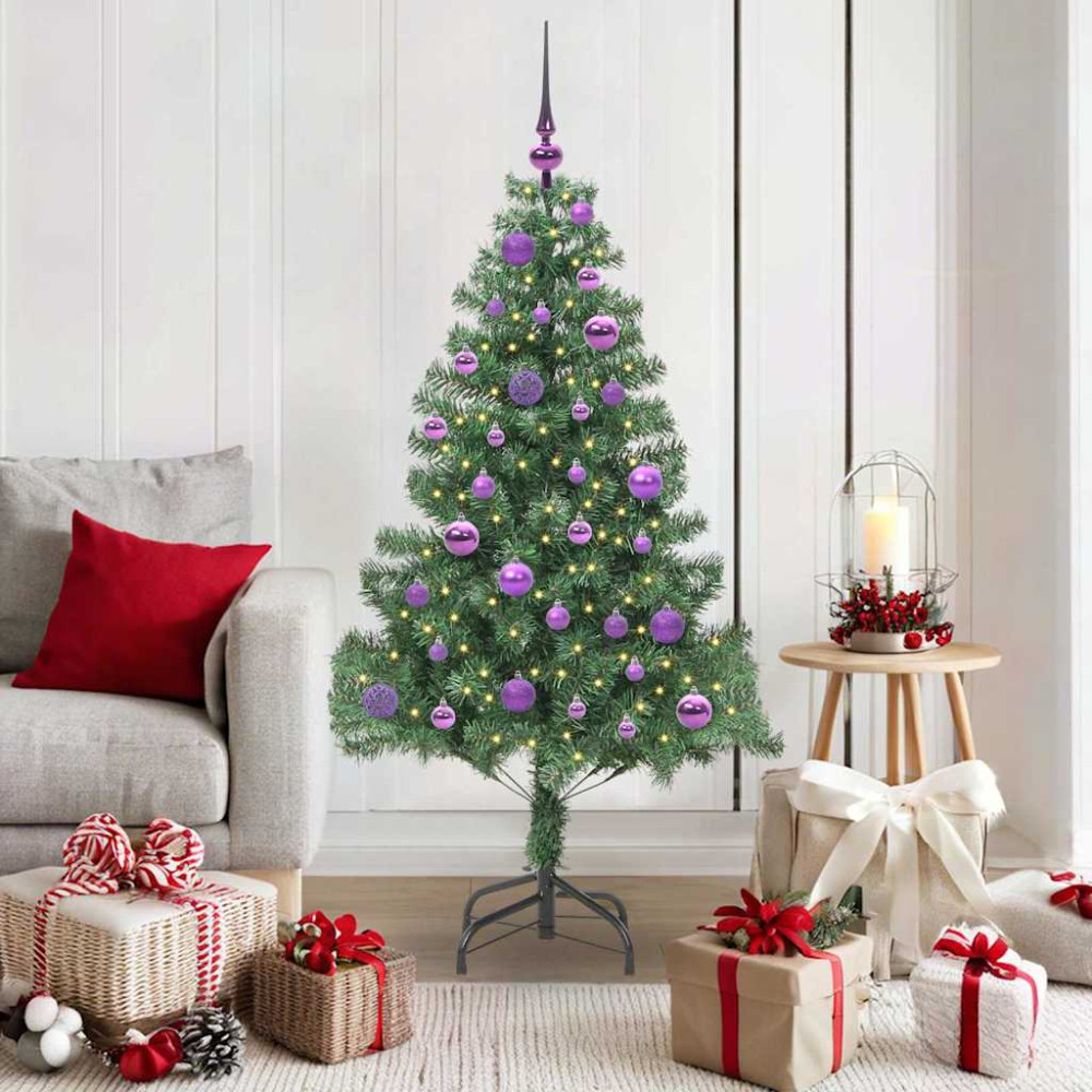 Produktbild för Julgran med 150 LED-lampor med stativ Grön 150 cm PVC