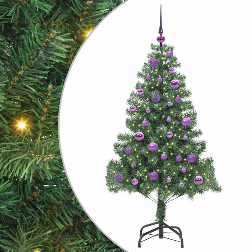Produktbild för Julgran med 150 LED-lampor med stativ Grön 150 cm PVC