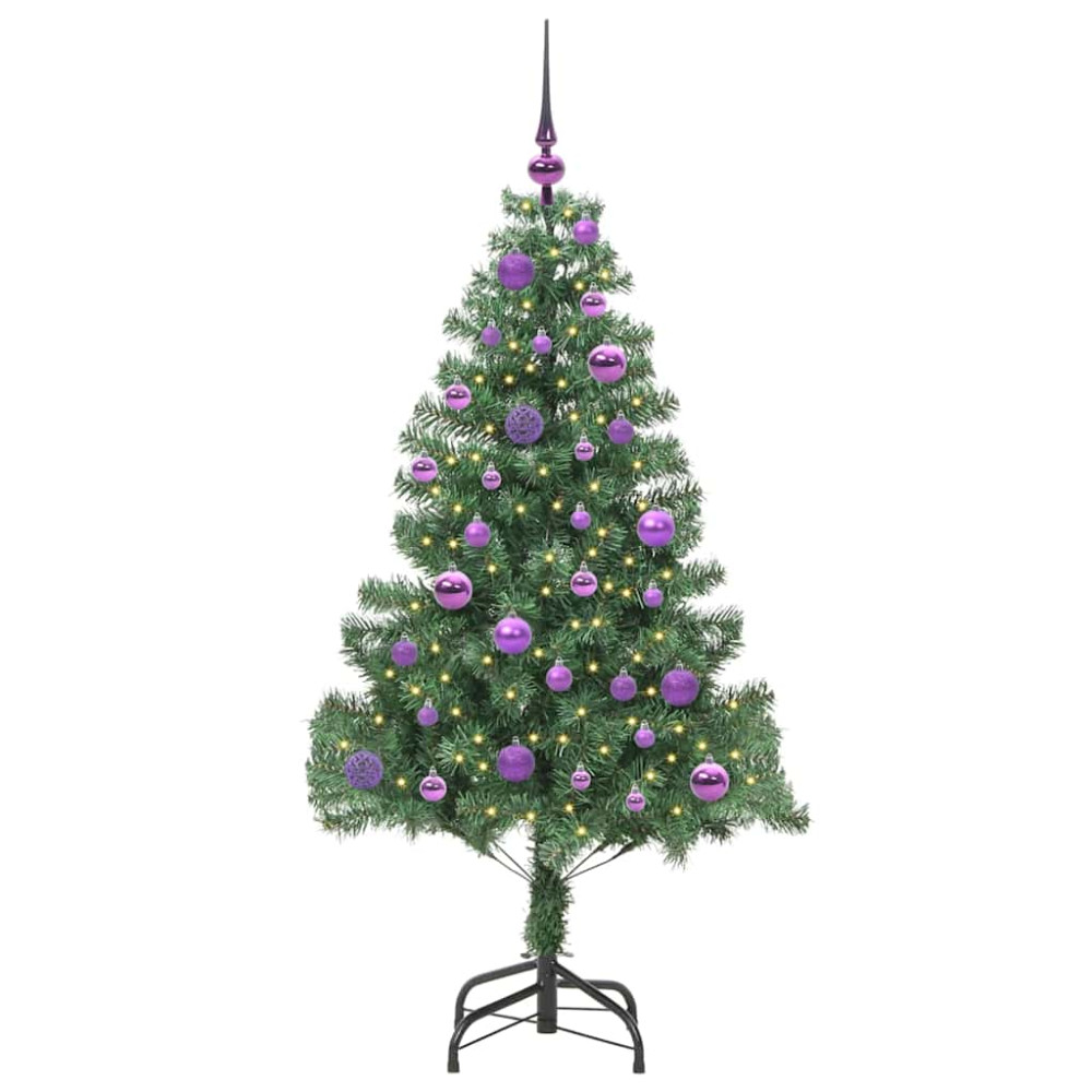 Produktbild för Julgran med 150 LED-lampor med stativ Grön 150 cm PVC