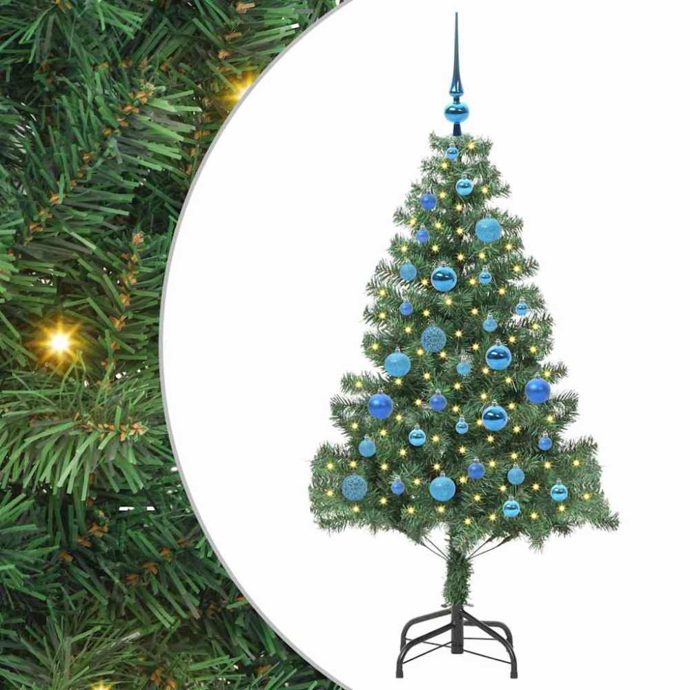 Produktbild för Julgran med 150 LED-lampor med stativ Grön 150 cm PVC