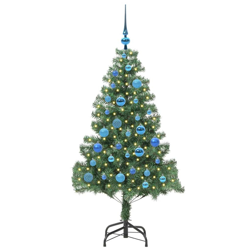Produktbild för Julgran med 150 LED-lampor med stativ Grön 150 cm PVC