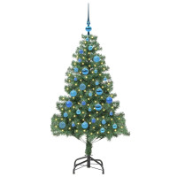 Produktbild för Julgran med 150 LED-lampor med stativ Grön 150 cm PVC