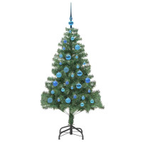 Produktbild för Julgran med 150 LED-lampor med stativ Grön 150 cm PVC