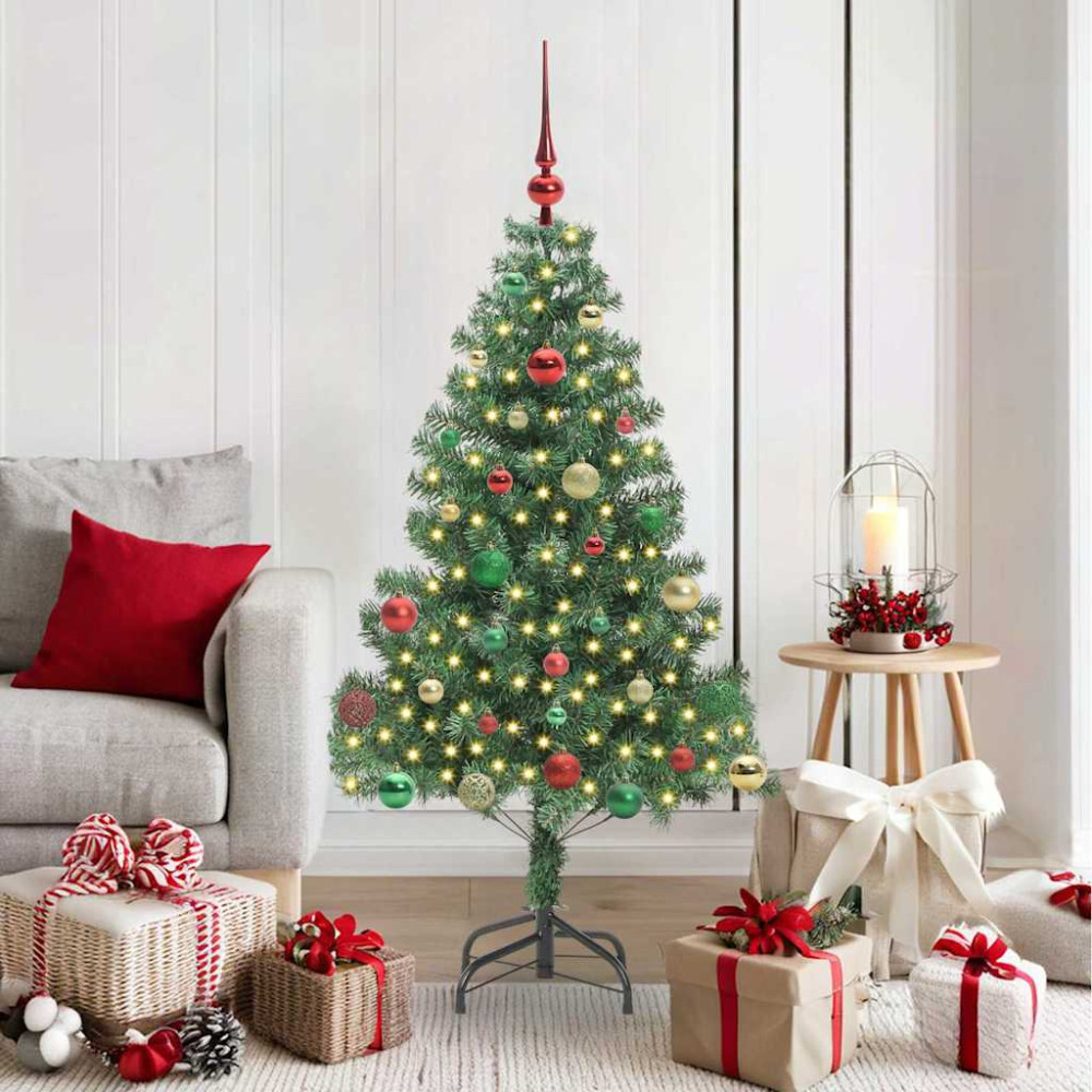 Produktbild för Julgran med 150 LED-lampor med stativ Grön 150 cm PVC