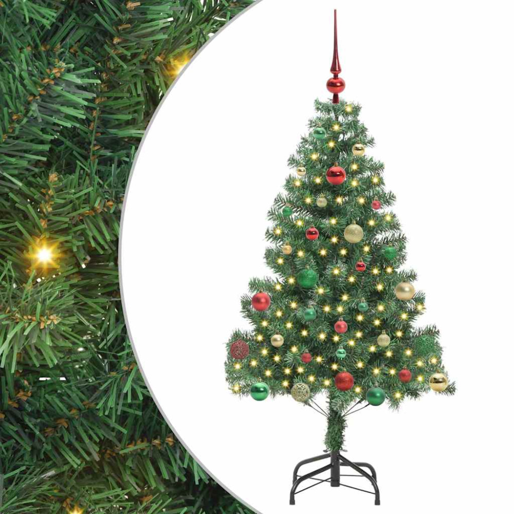 Produktbild för Julgran med 150 LED-lampor med stativ Grön 150 cm PVC