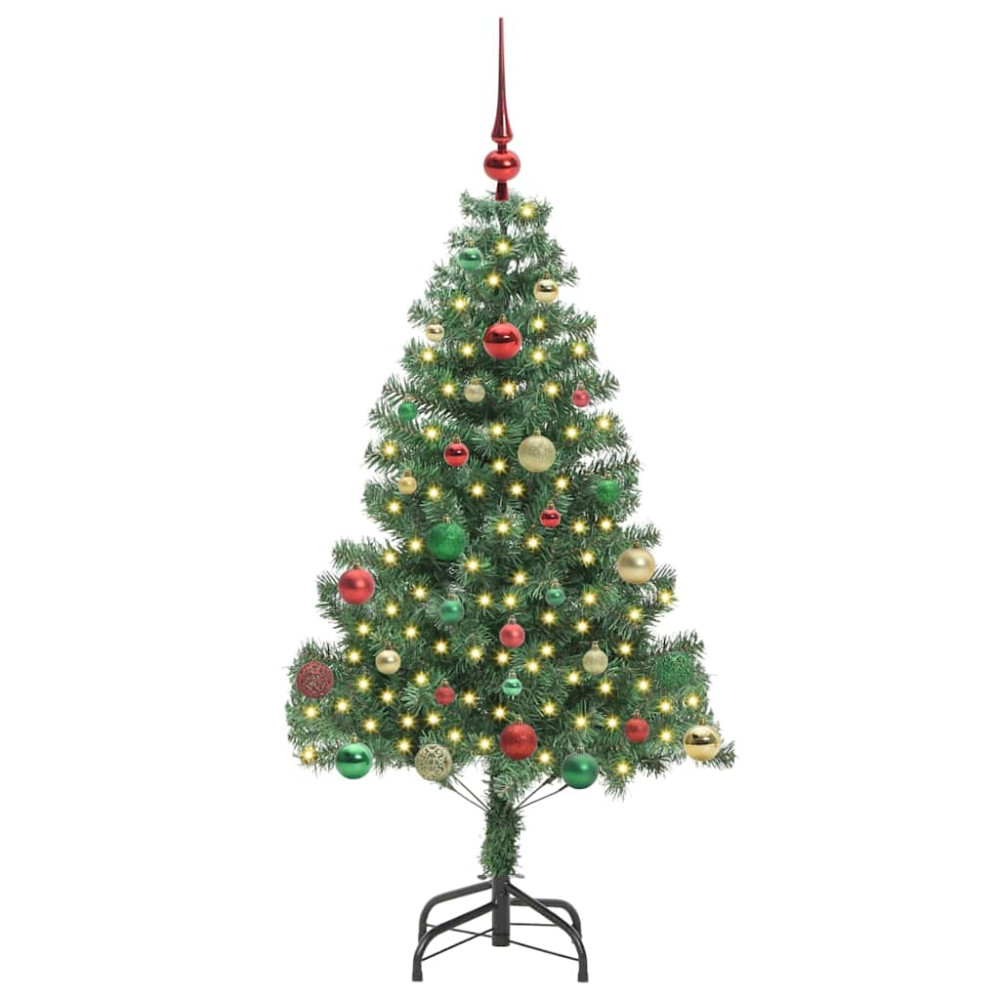 Produktbild för Julgran med 150 LED-lampor med stativ Grön 150 cm PVC