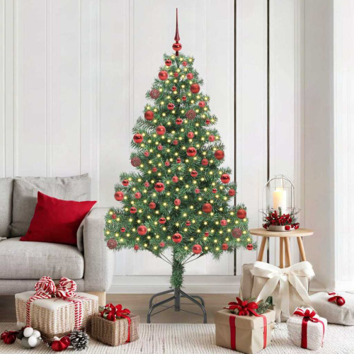 vidaXL Julgran med 300 LED-lampor med stativ Grön 180 cm PVC