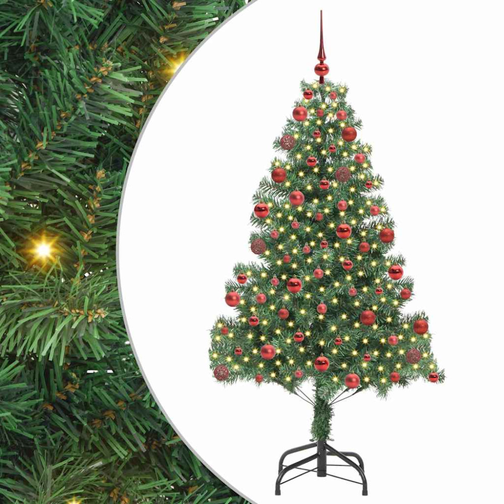 Produktbild för Julgran med 300 LED-lampor med stativ Grön 180 cm PVC