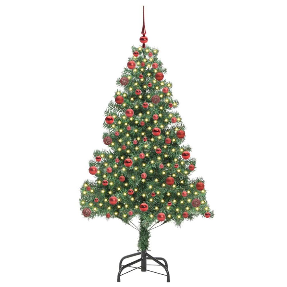 Produktbild för Julgran med 300 LED-lampor med stativ Grön 180 cm PVC