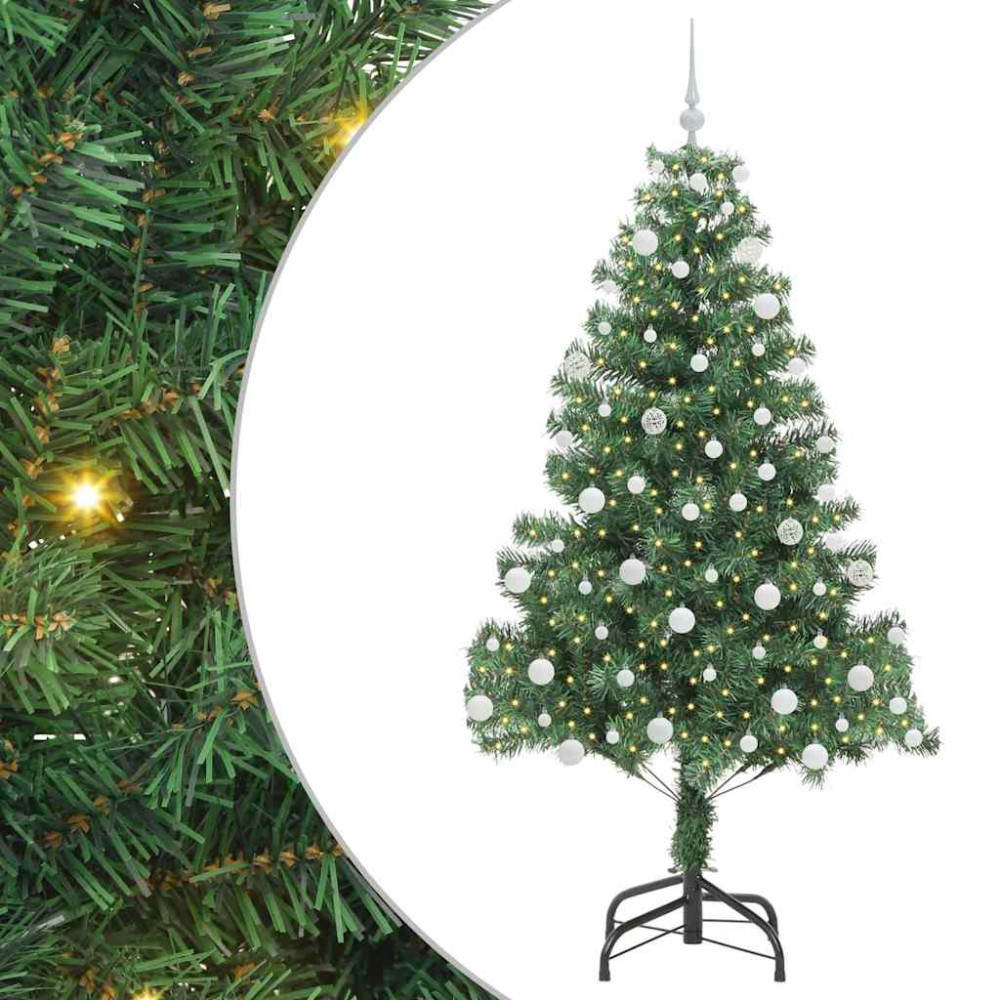 Produktbild för Julgran med 300 LED-lampor med stativ Grön 180 cm PVC