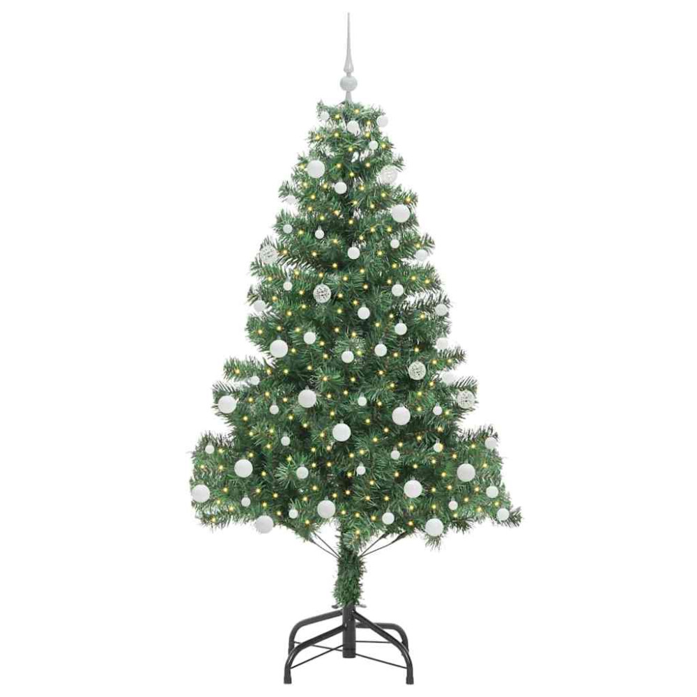 Produktbild för Julgran med 300 LED-lampor med stativ Grön 180 cm PVC