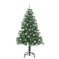 Produktbild för Julgran med 300 LED-lampor med stativ Grön 180 cm PVC