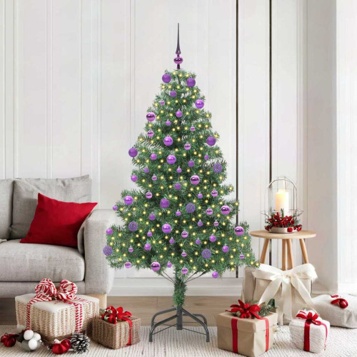 vidaXL Julgran med 300 LED-lampor med stativ Grön 180 cm PVC
