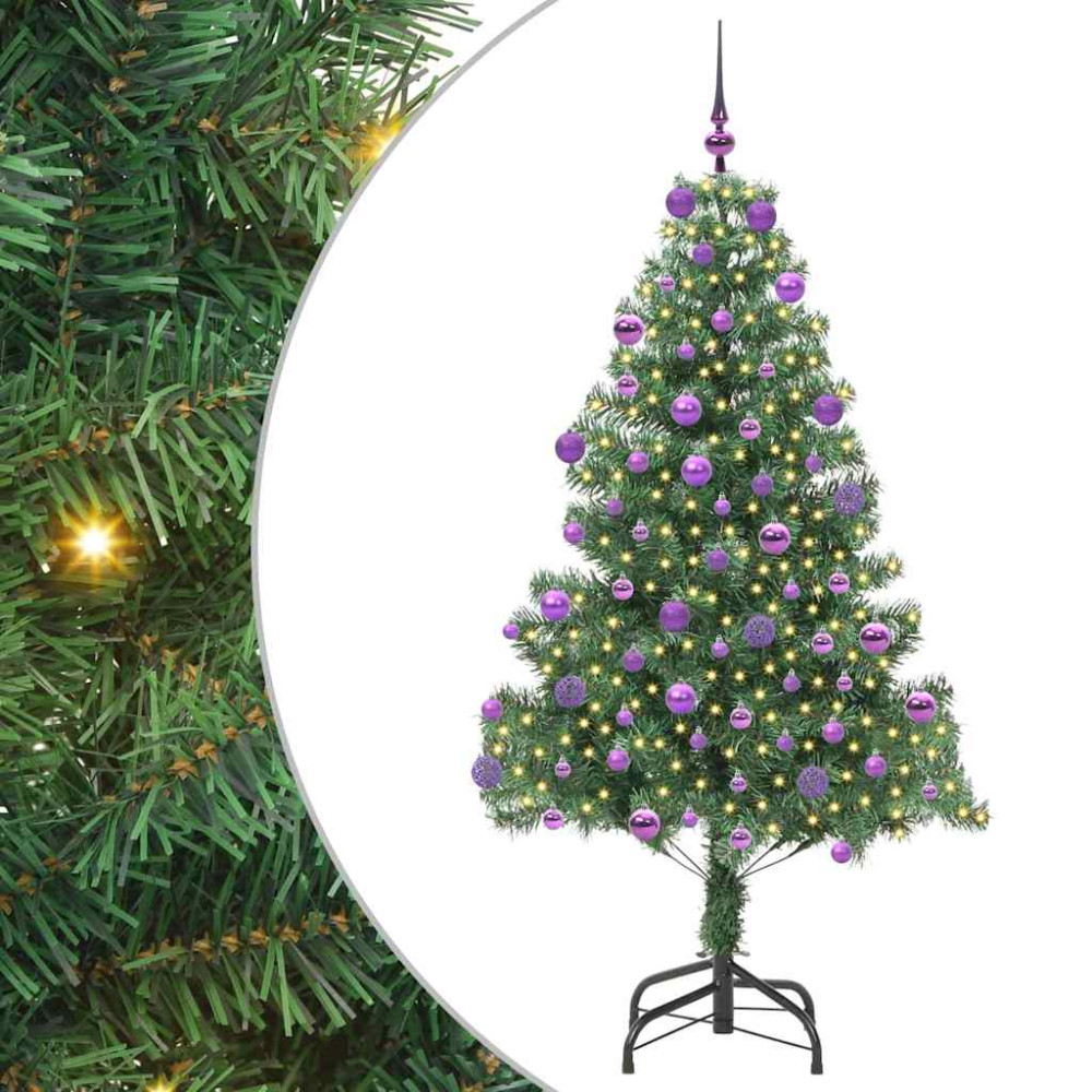 Produktbild för Julgran med 300 LED-lampor med stativ Grön 180 cm PVC