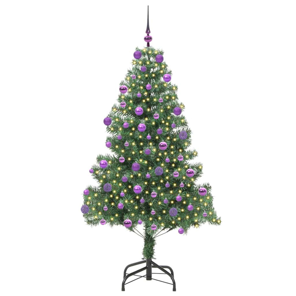 Produktbild för Julgran med 300 LED-lampor med stativ Grön 180 cm PVC