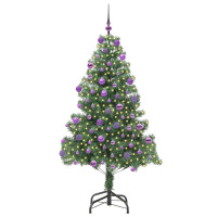 Produktbild för Julgran med 300 LED-lampor med stativ Grön 180 cm PVC