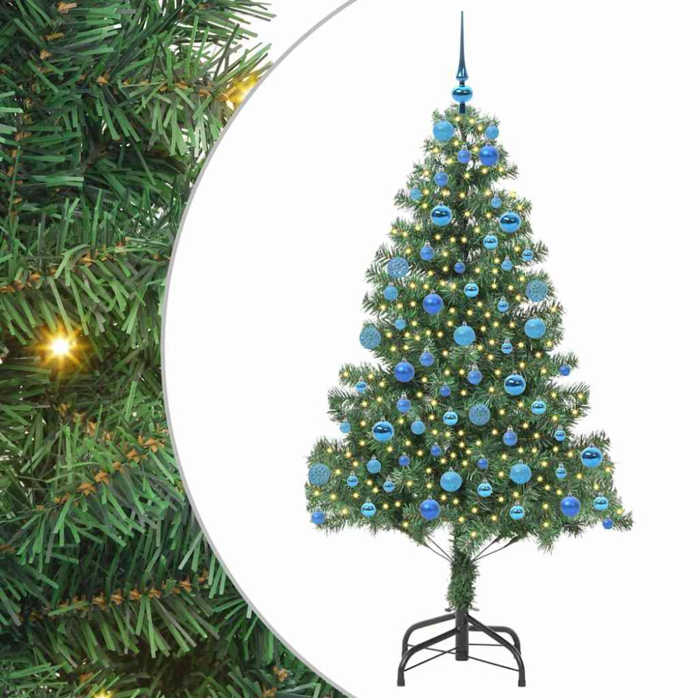 Produktbild för Julgran med 300 LED-lampor med stativ Grön 180 cm PVC