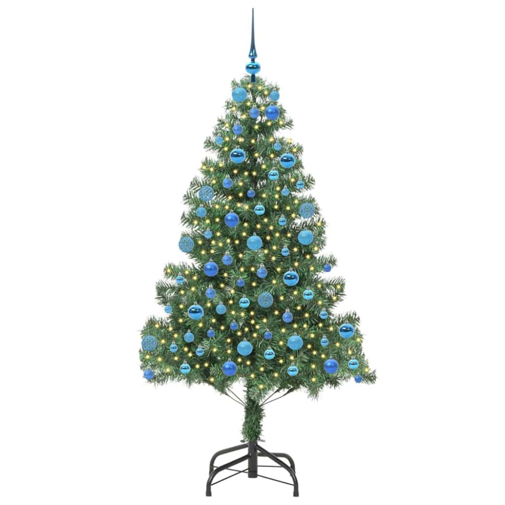 Produktbild för Julgran med 300 LED-lampor med stativ Grön 180 cm PVC