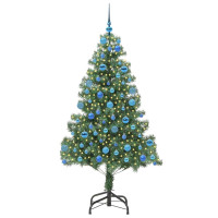 Produktbild för Julgran med 300 LED-lampor med stativ Grön 180 cm PVC