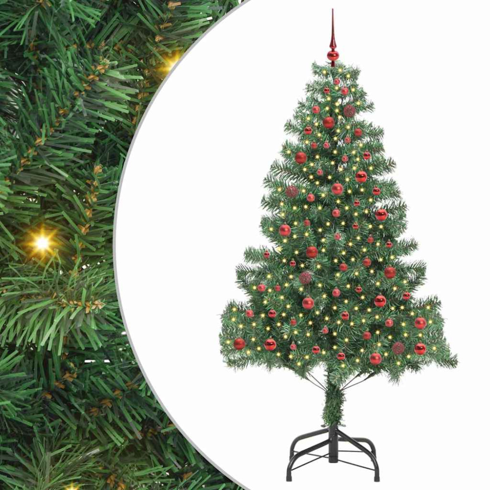 Produktbild för Julgran med 300 LED-lampor med stativ Grön 210 cm PVC