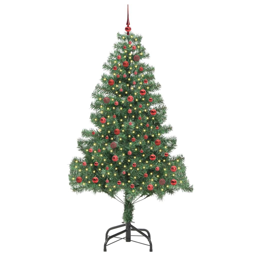 Produktbild för Julgran med 300 LED-lampor med stativ Grön 210 cm PVC