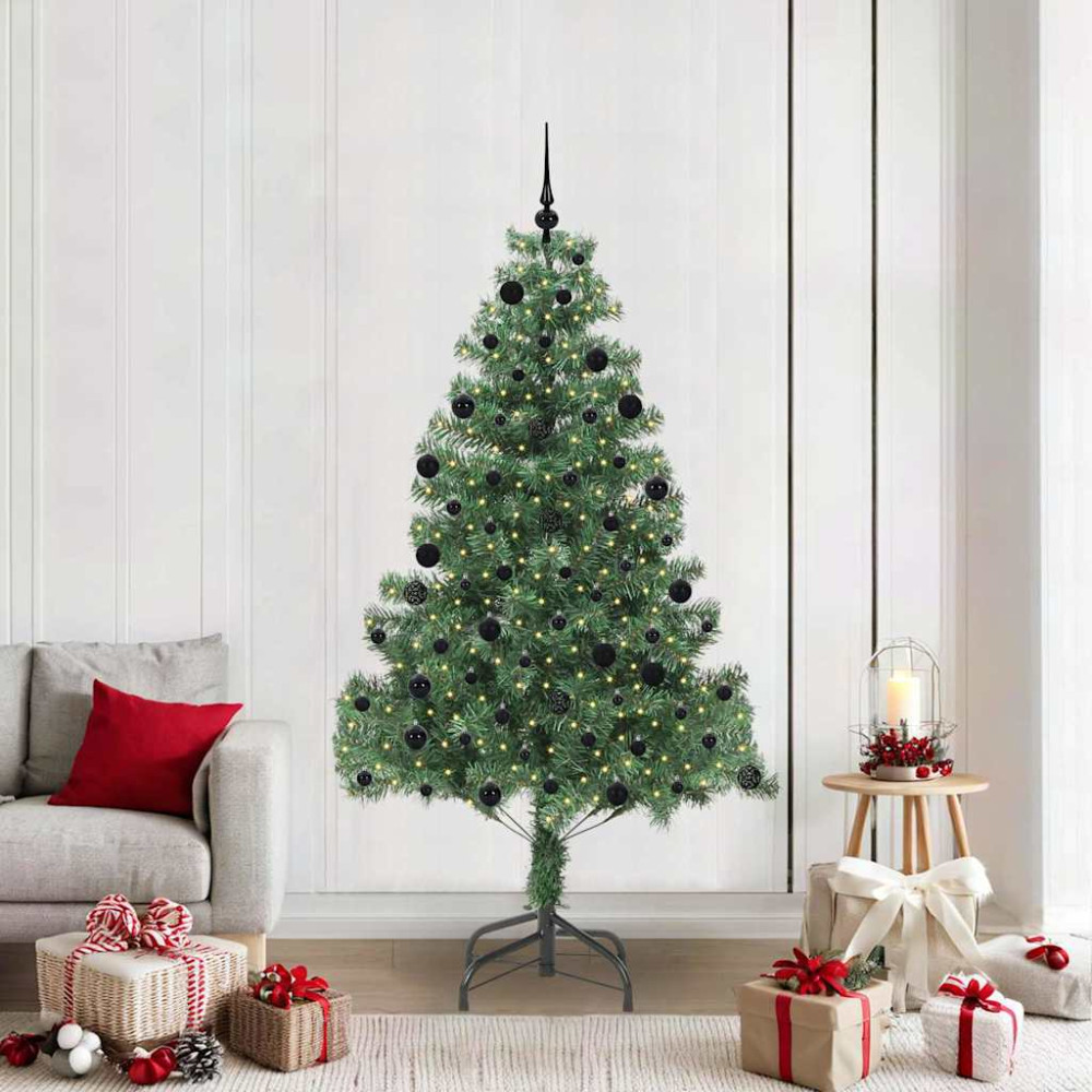 Produktbild för Julgran med 300 LED-lampor med stativ Grön 210 cm PVC