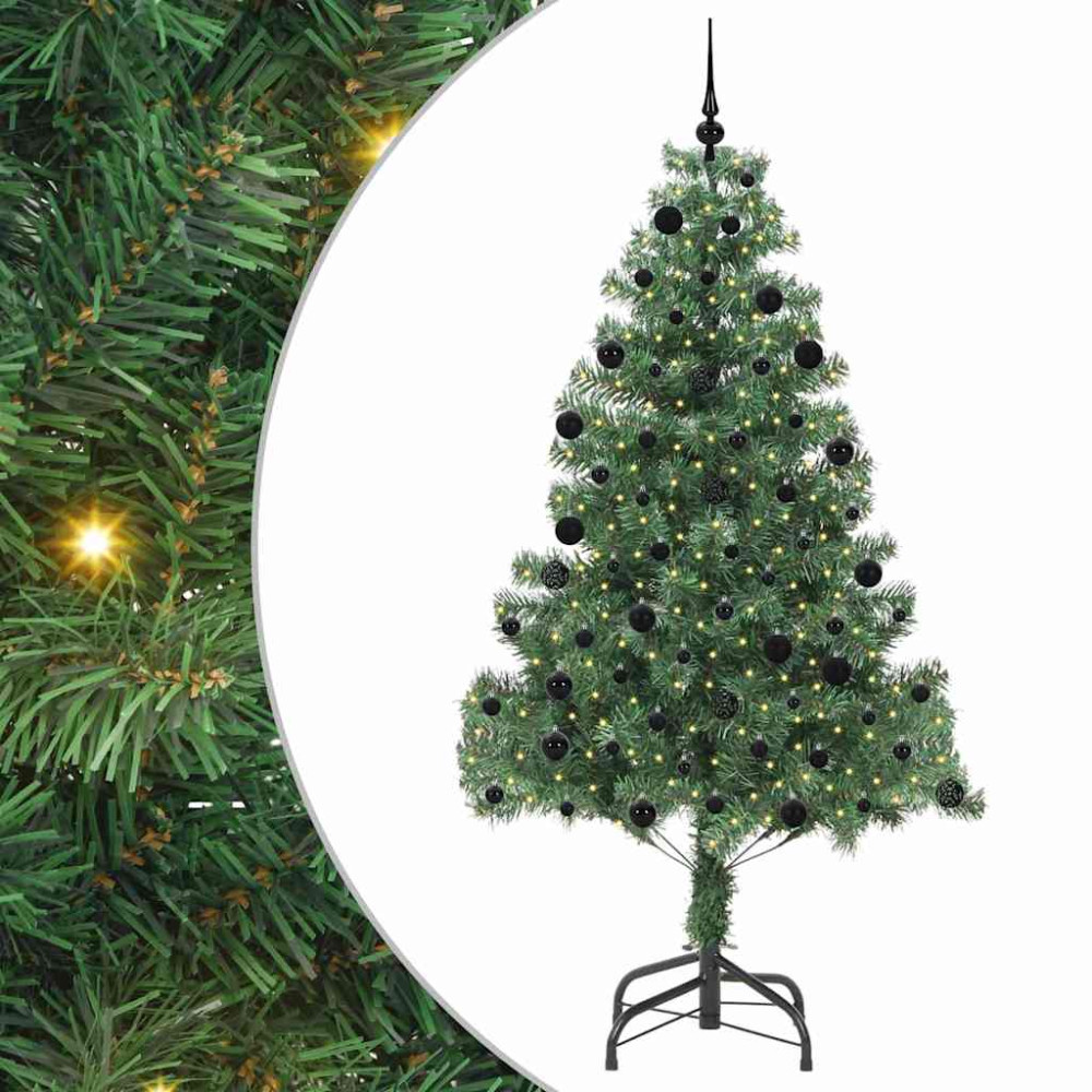 Produktbild för Julgran med 300 LED-lampor med stativ Grön 210 cm PVC