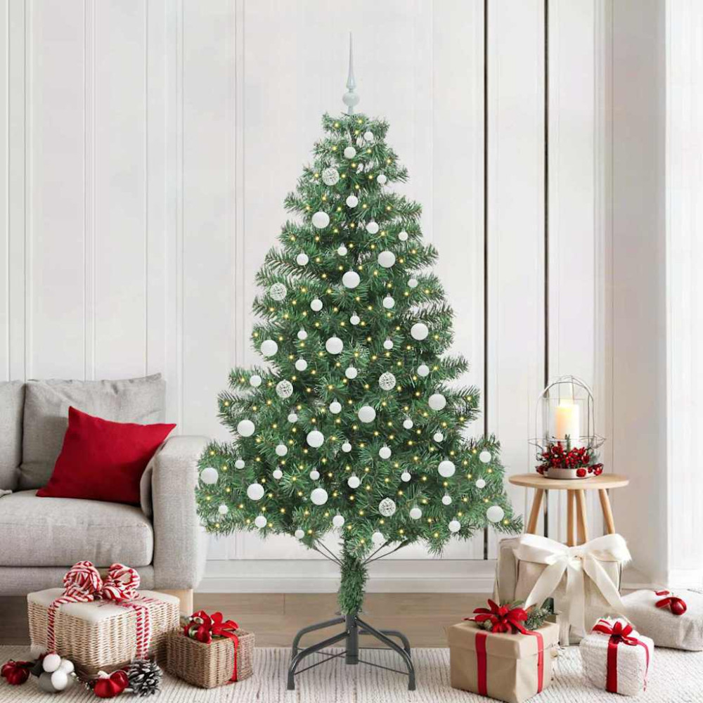 Produktbild för Julgran med 300 LED-lampor med stativ Grön 210 cm PVC