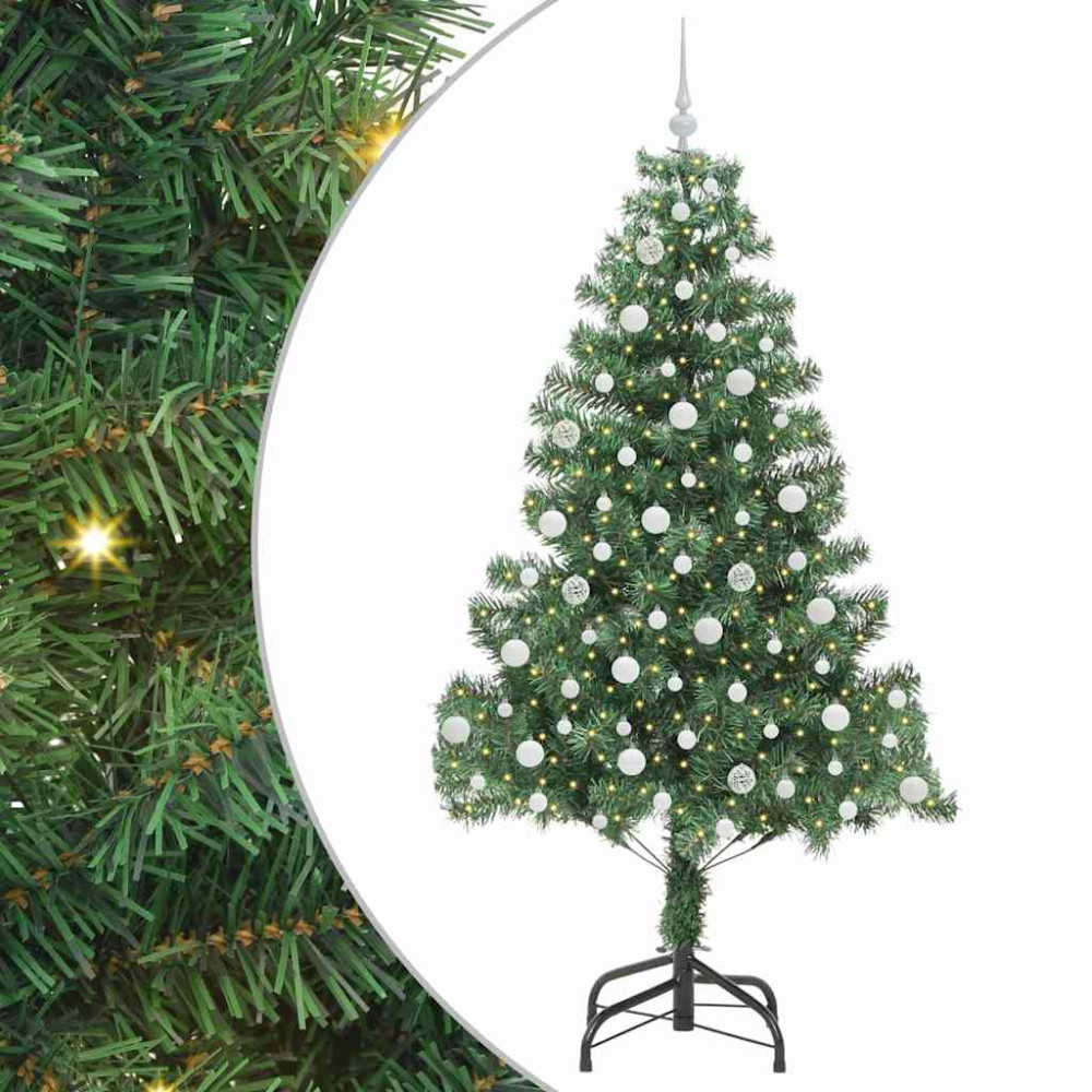 Produktbild för Julgran med 300 LED-lampor med stativ Grön 210 cm PVC