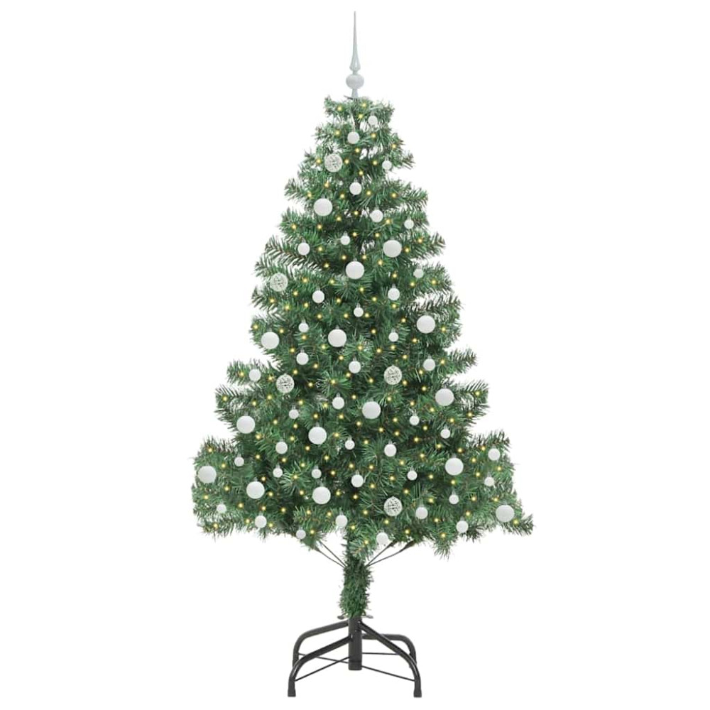 Produktbild för Julgran med 300 LED-lampor med stativ Grön 210 cm PVC