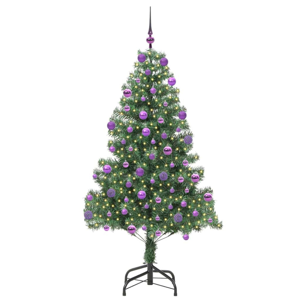 Produktbild för Julgran med 300 LED-lampor med stativ Grön 210 cm PVC
