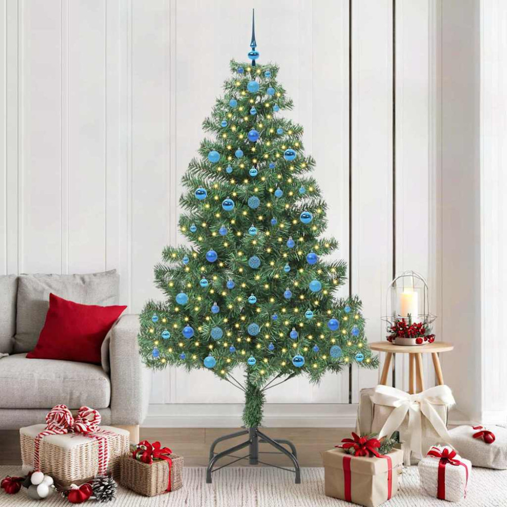 Produktbild för Julgran med 300 LED-lampor med stativ Grön 210 cm PVC