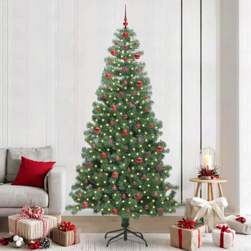 vidaXL Julgran med 300 LED-lampor med stativ Grön 240 cm PVC