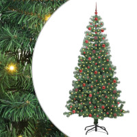 Produktbild för Julgran med 300 LED-lampor med stativ Grön 240 cm PVC