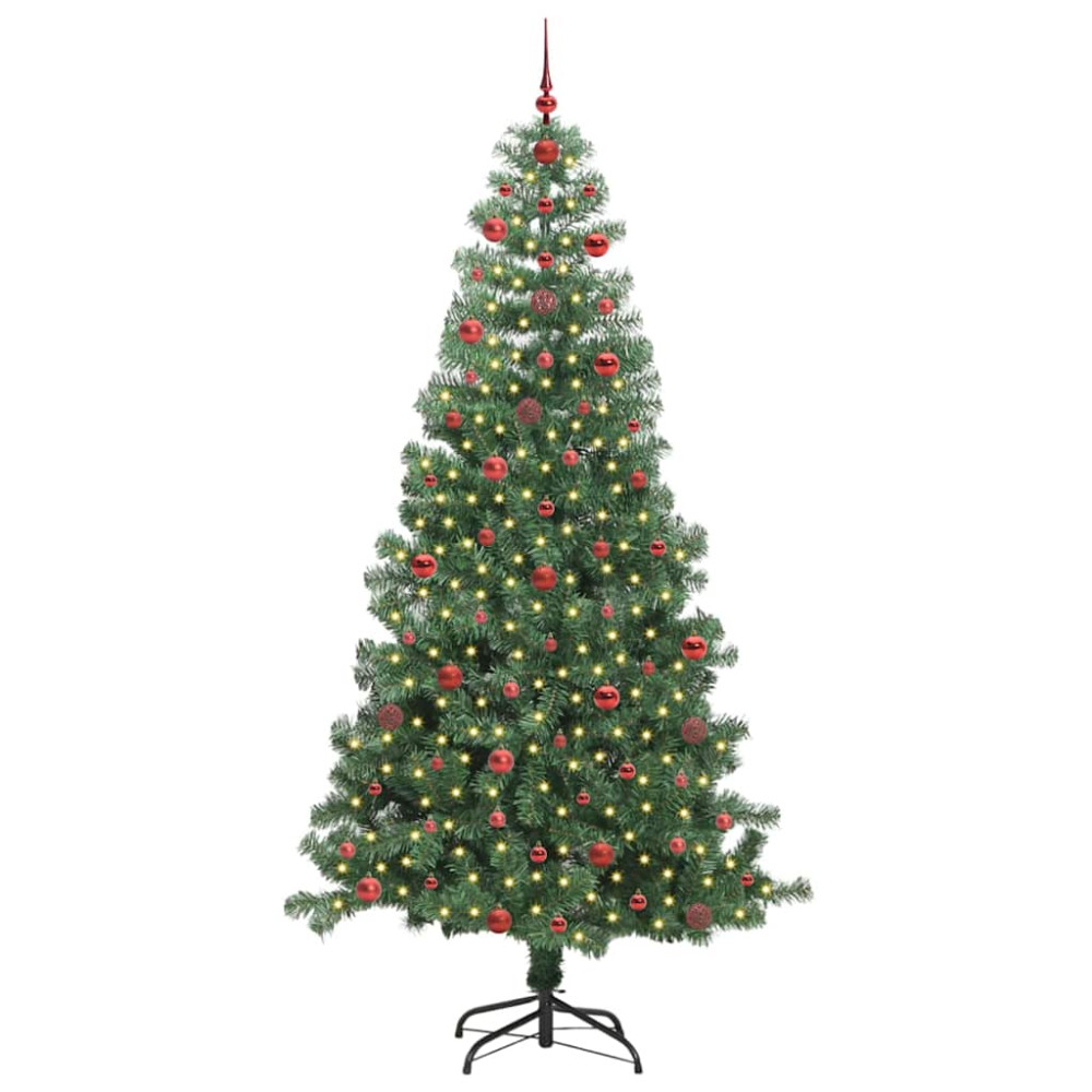 Produktbild för Julgran med 300 LED-lampor med stativ Grön 240 cm PVC