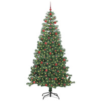Produktbild för Julgran med 300 LED-lampor med stativ Grön 240 cm PVC