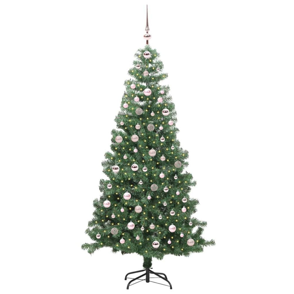 Produktbild för Julgran med 300 LED-lampor med stativ Grön 240 cm PVC