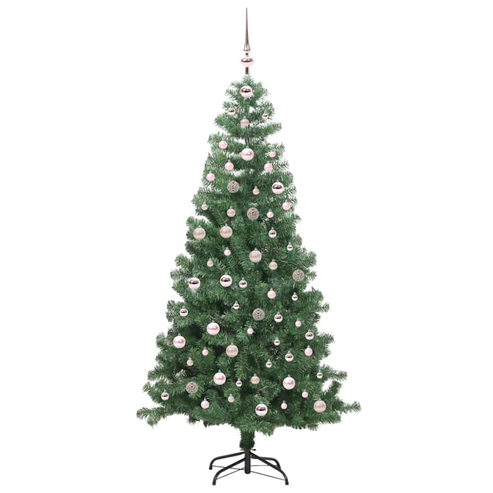 Produktbild för Julgran med 300 LED-lampor med stativ Grön 240 cm PVC