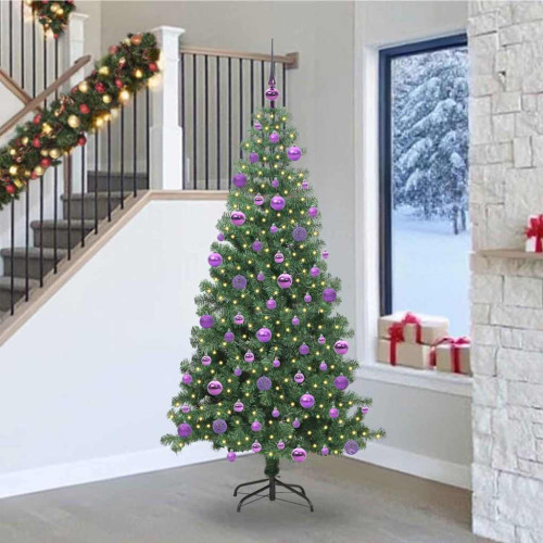vidaXL Julgran med 300 LED-lampor med stativ Grön 240 cm PVC