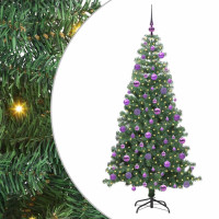 Produktbild för Julgran med 300 LED-lampor med stativ Grön 240 cm PVC